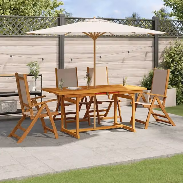 Set Pranzo da Giardino 5pz Legno Massello di Acacia e Textilene 3279324