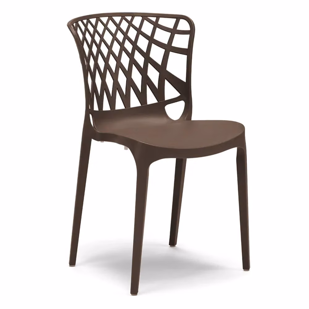 Set di 2 sedie impilabili ARKO Redokasa in polipropilene marrone opaco per cucina, giardino o esterno – 2