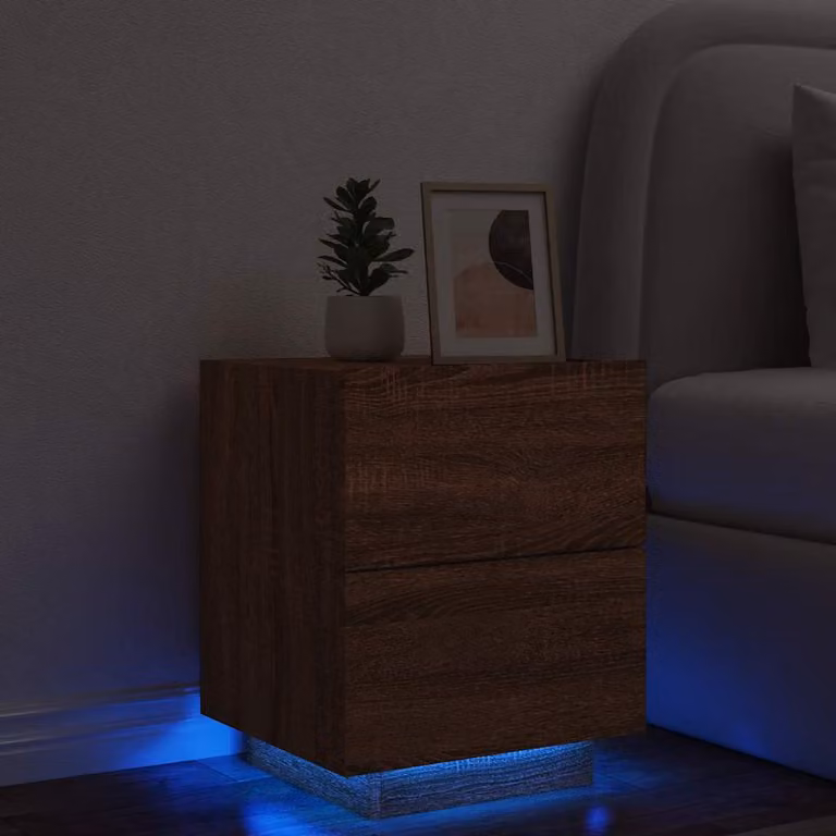 vidaXL Comodino Moderno con Luci LED in Legno Rovere Marrone, da Appendere alla Parete