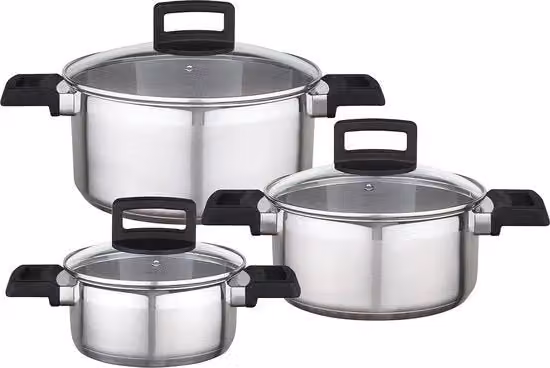 Set di padelle in acciaio inossidabile a 3 pezzi - argento - 24 cm