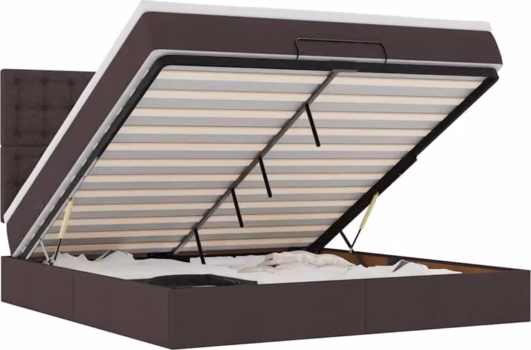 vidaXL Ottoman letto con materasso marrone scuro 180x200 cm tessuto