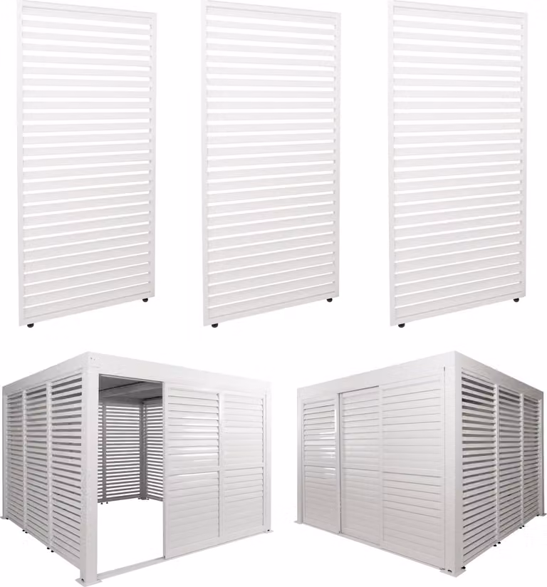 set di 3 pannelli in alluminio per pergola HWC-L46, copertura di terrazze, modulo a doghe, 204x271cm ~ bianco
