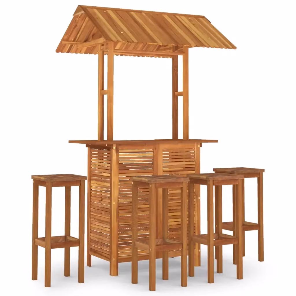 Set da Bar per Giardino vidaXL in Legno di Acacia Marrone, 5 Pezzi – 2