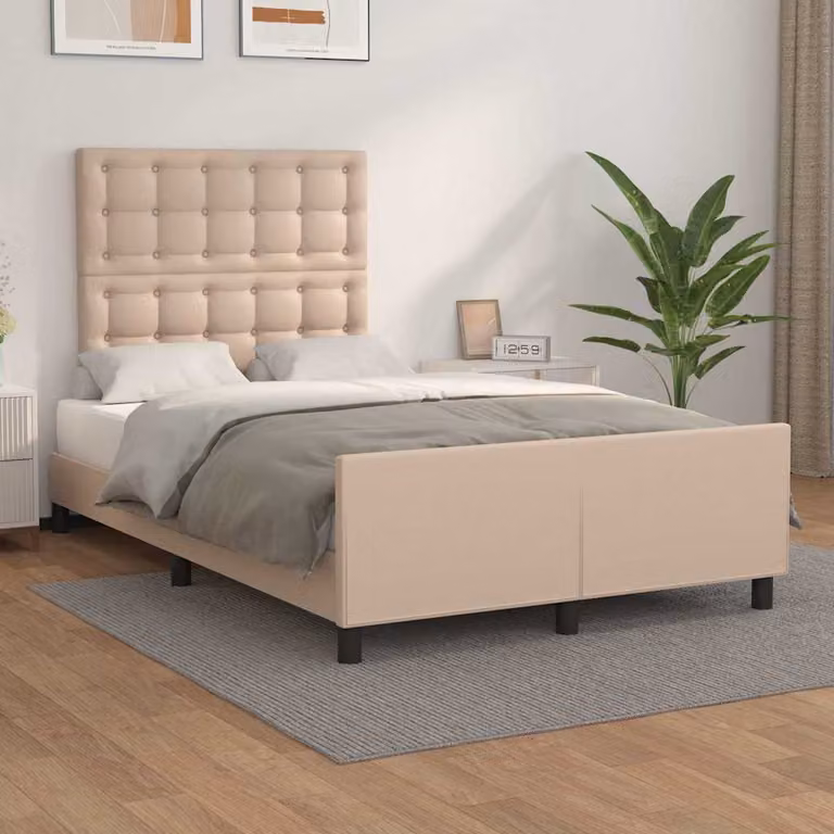 Giroletto con Testiera vidaXL in Similpelle Beige e Marrone L/P/H: 200 x 120 x 126 cm