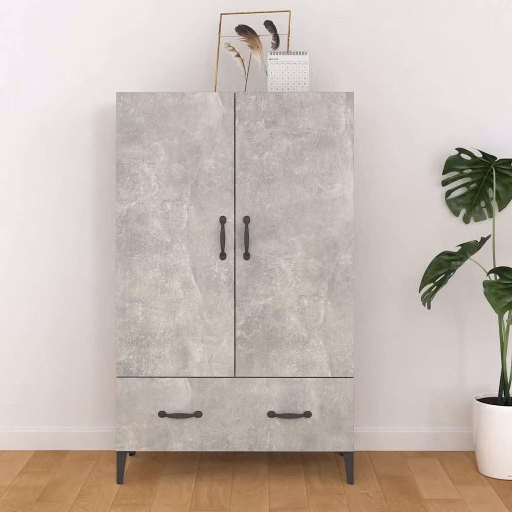 Credenza moderna vidaXL in legno multistrato grigio cemento, L 70 cm x P 31 cm x H 115 cm