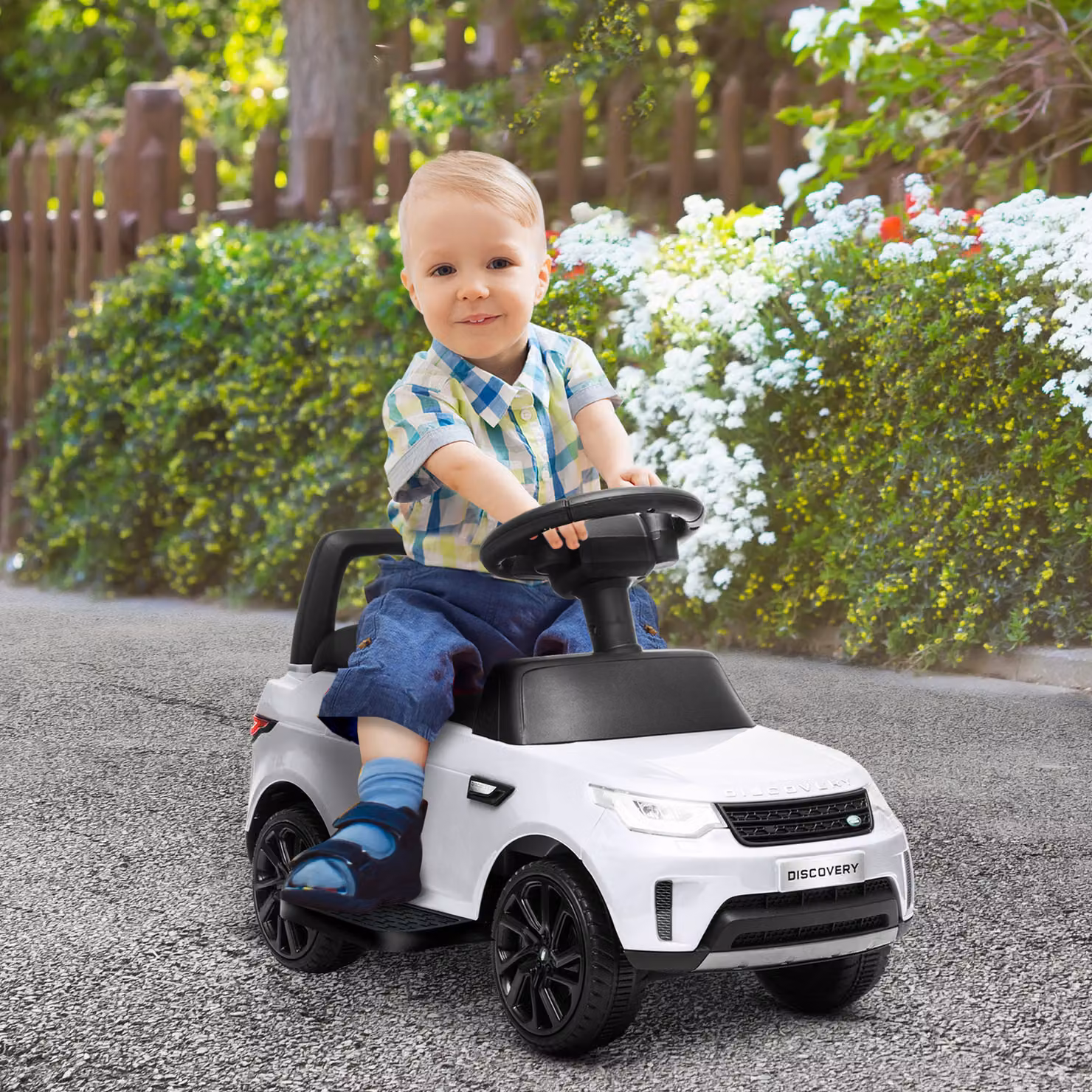 AIYAPLAY Macchina Elettrica e a Spinta per Bambini Land Rover 6V, Bianco – 2