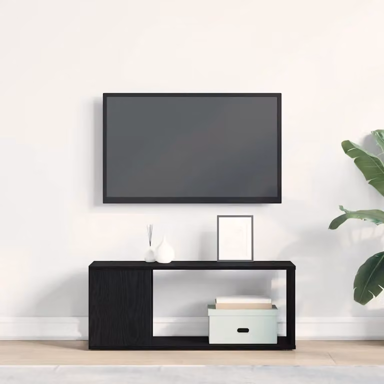 Set mobile TV moderno vidaXL in legno ingegnerizzato nero, L 80 cm x P 24 cm x H 32 cm