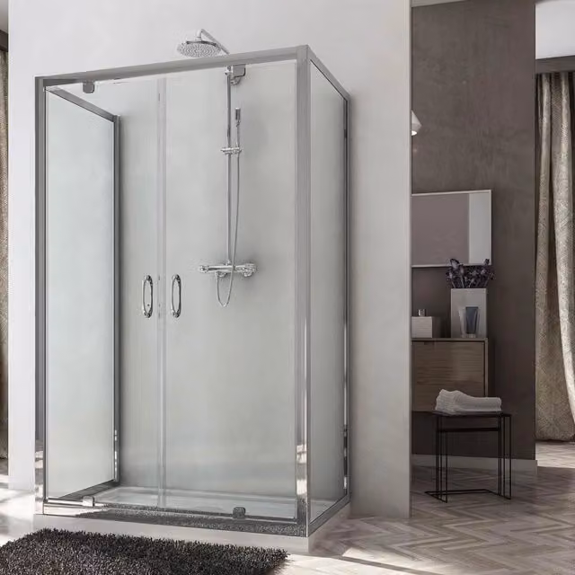 Box Doccia 3 Lati 70x110x70 cm 2 Ante Battenti in Cristallo Trasparente 6mm H185 Fosterberg Koge Trio