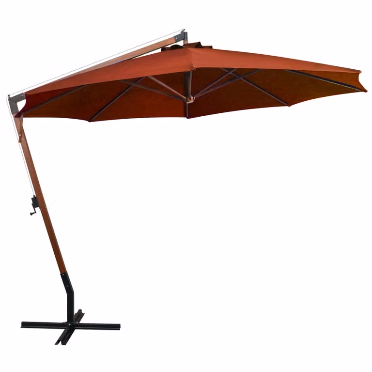 vidaXL Ombrellone semaforo con palo in terracotta 3,5x2,9 m in legno massiccio d'abete