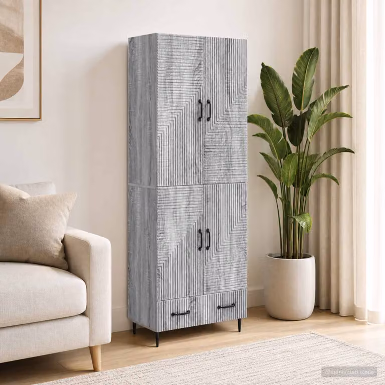 Set di 2 armadi moderni vidaXL in legno MDF grigio con ante scorrevoli e ripiani interni L/P/H: 195,0 x 66,0 x 34,5 cm
