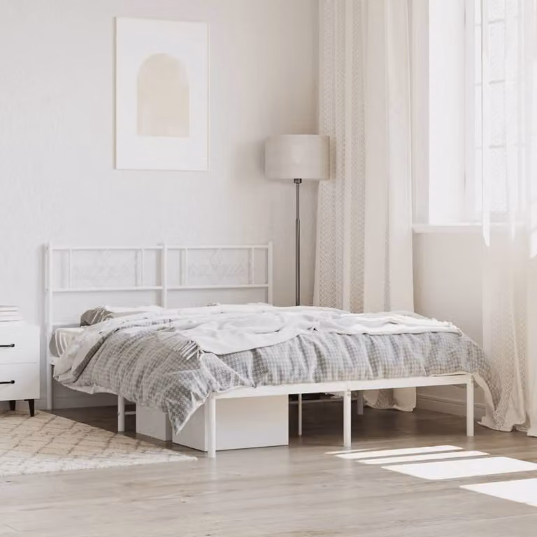 vidaXL Giroletto con Testiera in Metallo Bianco L/P/H: 120 x 200 x 90 cm