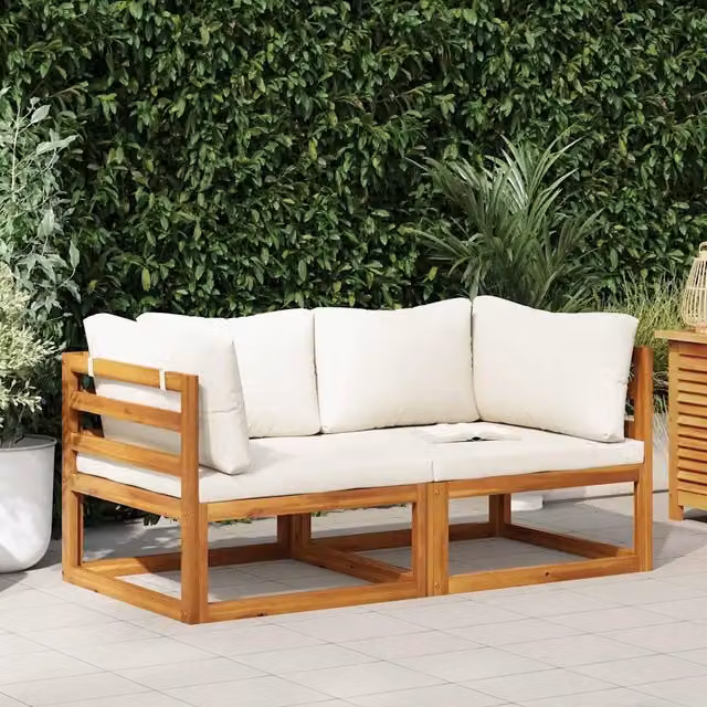 Divano componibile-Divani Modulari Angolari 2 pz con Cuscino Bianco Crema