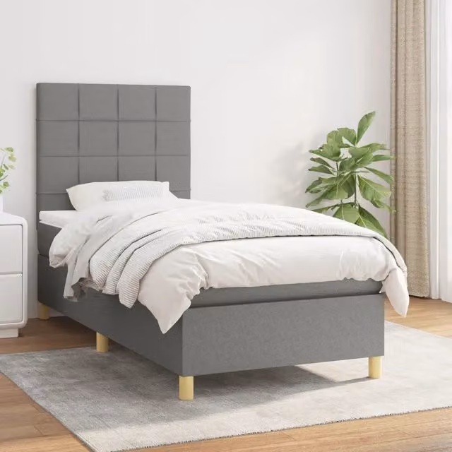Letto Ibrido con Giroletto a Molle e Materasso vidaXL, Grigio e Bianco, L/P/H: 90 x 190 x 128 cm – 1