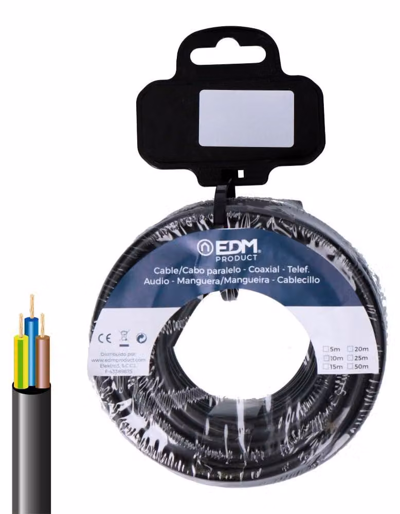 Bobina di cavo H05VV-F, sezione 3x1 mm, lunghezza 20 metri, per uso domestico
