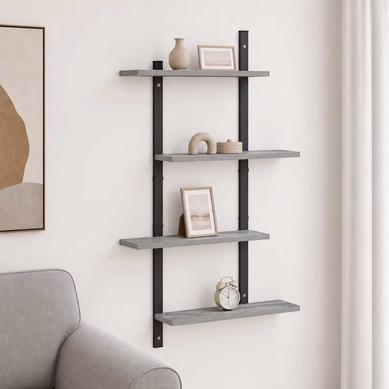 vidaXL Scaffale da parete Sonoma grigio 61 x 13,5 x 105,5 cm