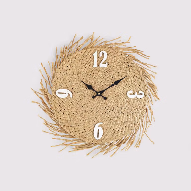 Musa - Orologio con quadrante in paglia in stile boho