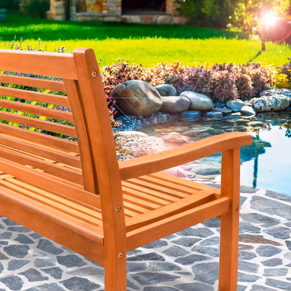 Panchina da giardino Bologna Casaria in legno di eucalipto FSC marrone con braccioli per 3 persone – 4