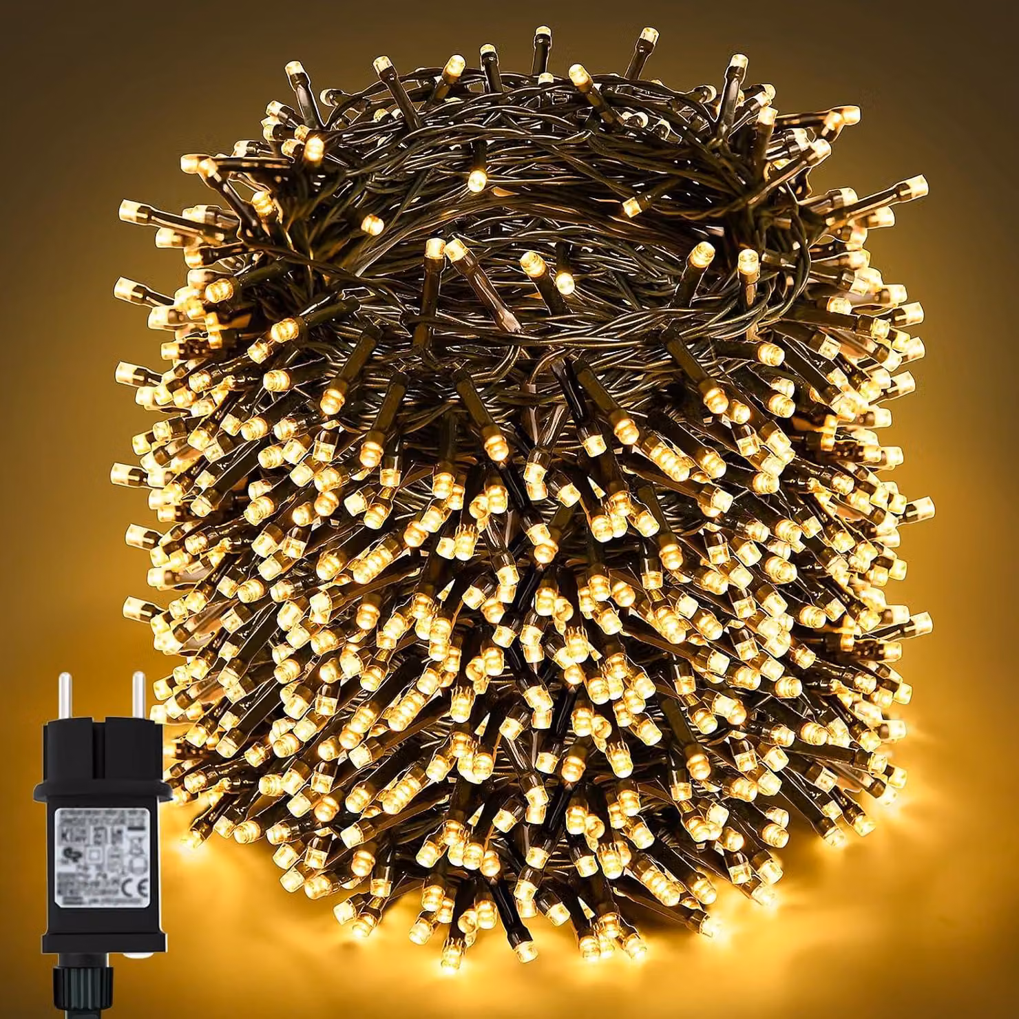 Catena luminosa per esterni, 50 metri, 500 LED, decorazione natalizia per esterni con timer, grado di protezione IP44 (resistente all'acqua), 8 modalità di illuminazione, ideale per le festività natalizie