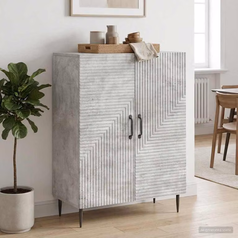 Credenza moderna vidaXL in grigio cemento con finitura opaca L: 66 cm, P: 34,5 cm, H: 89,5 cm