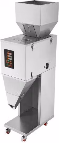 Riempitrice automatica a pesatura Vevor in acciaio inossidabile argento per imballaggio granulare da 10-1000g con pedale