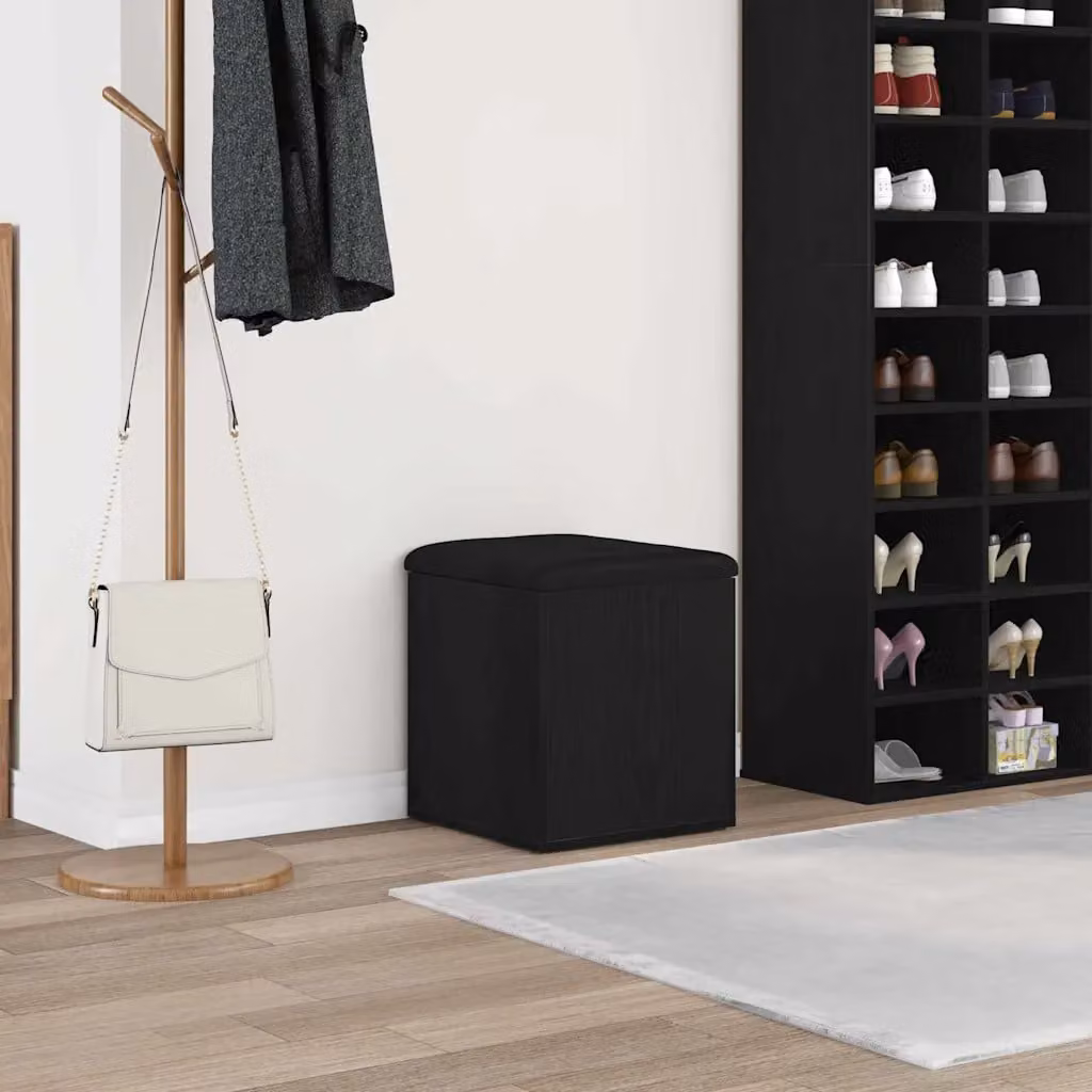 Panchina con contenitore vidaXL in stile moderno, colore nero, L/P/H: 42 x 42 x 45 cm