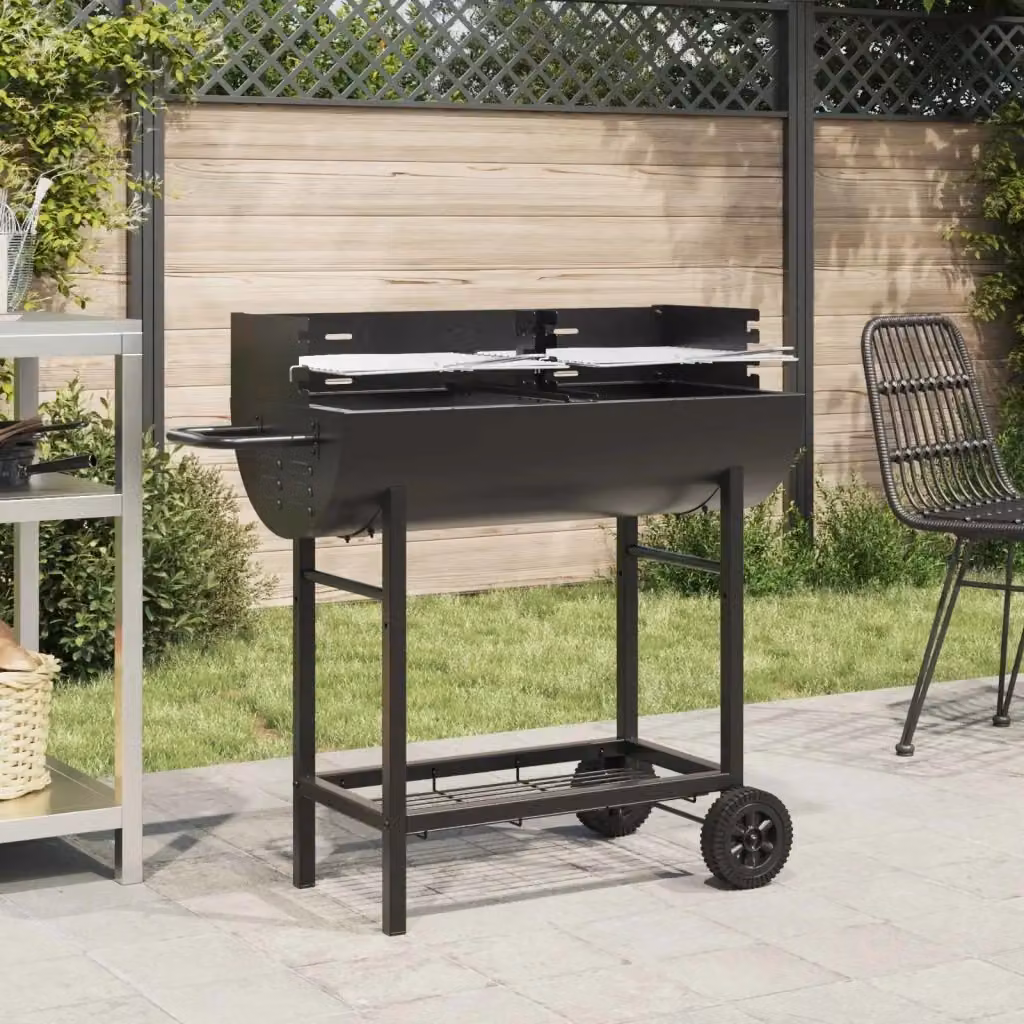 Griglia a carbone DESIGN IN in acciaio nero con ruote L: 96,5 cm, P: 42,5 cm, H: 88,5 cm – 2