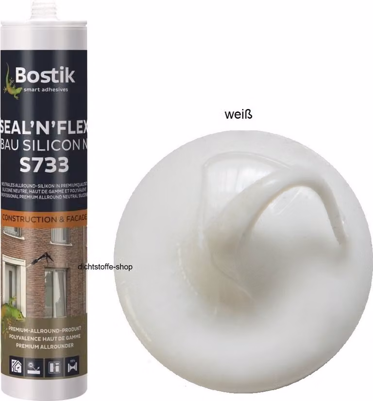 Bostik S733 Seal N Flex Silicone da costruzione Cartuccia da 300 ml Sigillante universale per giunti 1K Bianco
