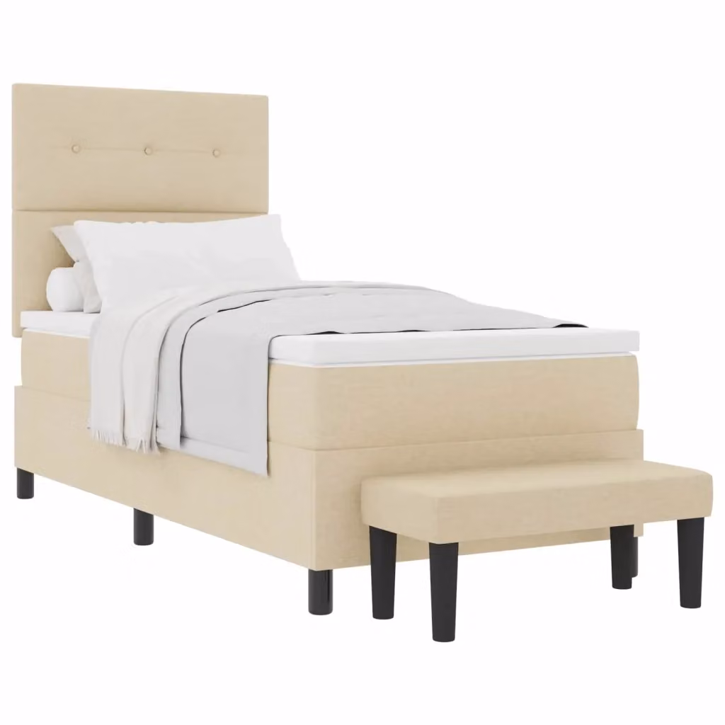 Letto ibrido con molle a tasche e testiera vidaXL in tessuto beige L/P: 100 x 200 cm – 2