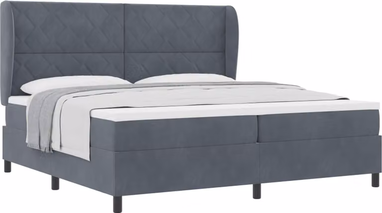Letto boxspring con materasso grigio scuro 200 x 200 cm poliestere