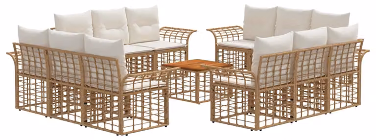 Set di divani da esterno 13 pcs Naturale e Bianco Crema