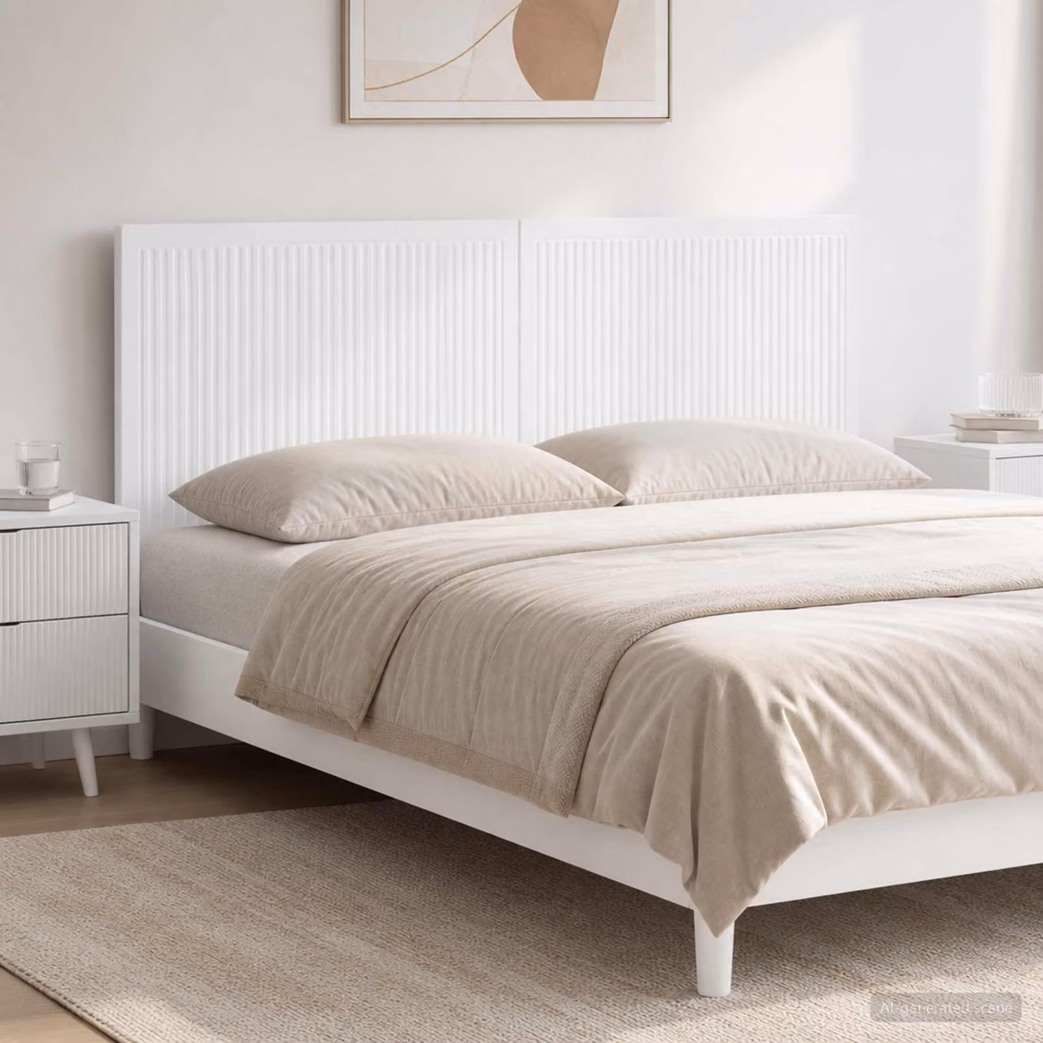 Testiera da muro vidaXL EDE bianca in legno ingegnerizzato con ripiano integrato L: 120 cm, H: 50 cm, P: 10,25 cm