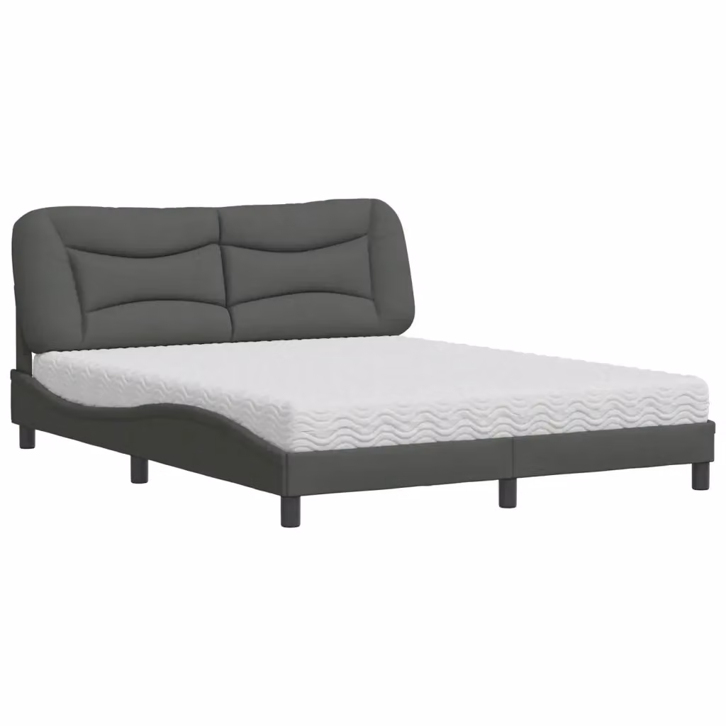 Letto con Materasso Hvar vidaXL Grigio e Bianco L/P: 160 x 200 cm – 2