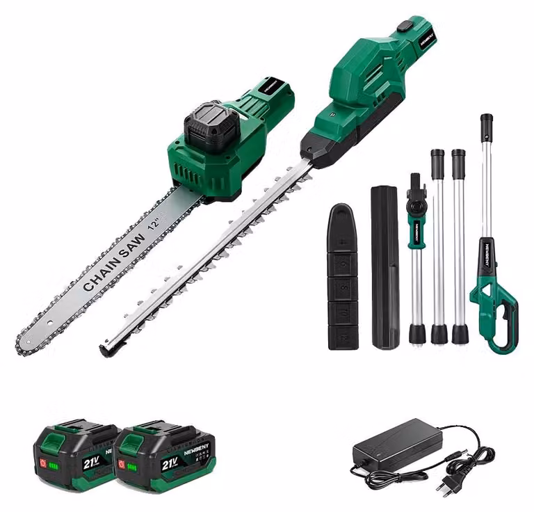 Telescopico, motore brushless, tagliaerba/cespuglio 2-in-1, 2 batterie