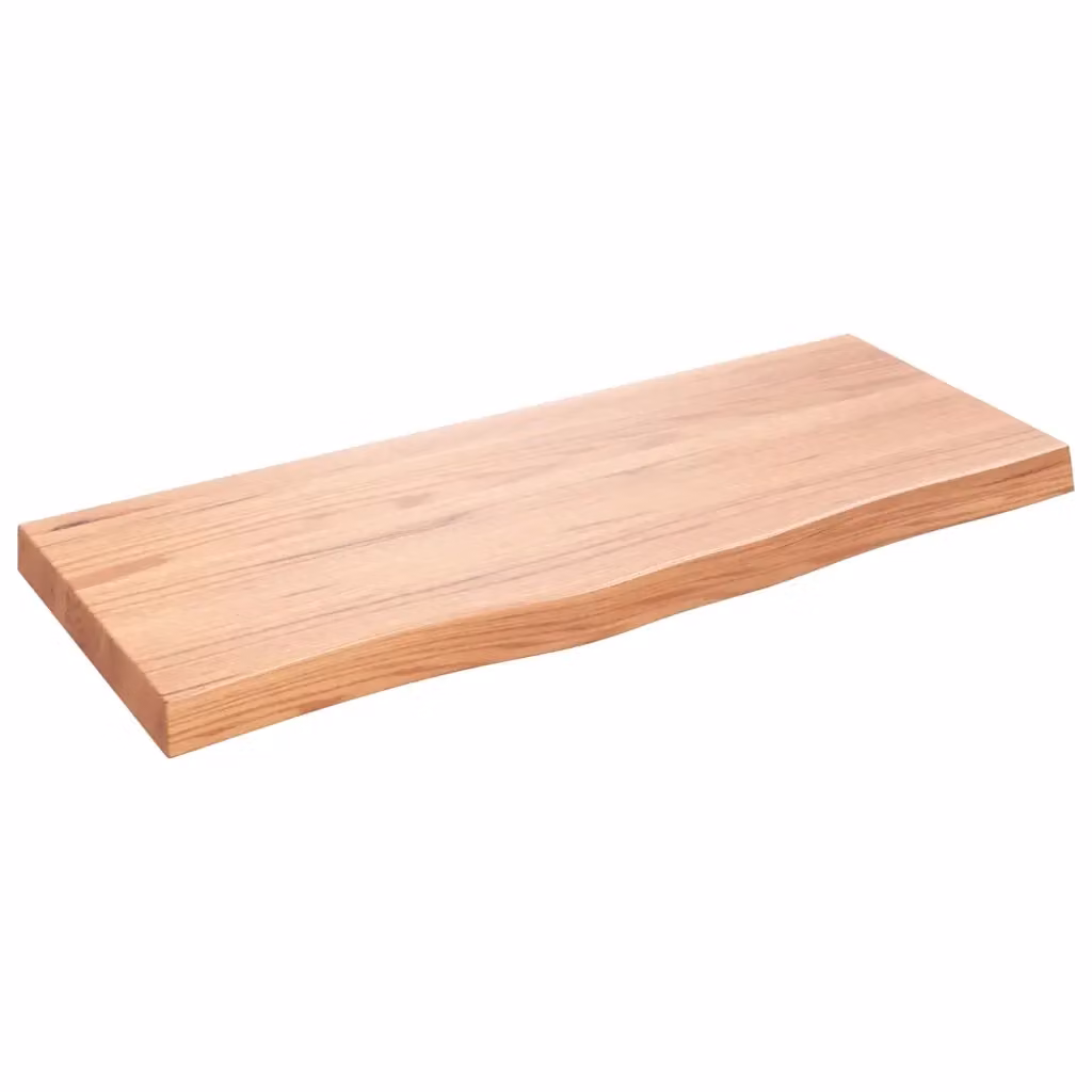 Ripiano da muro vidaXL in rovere massello marrone stile rustico L: 100 cm, P: 40 cm, H: 2-6 cm – 2