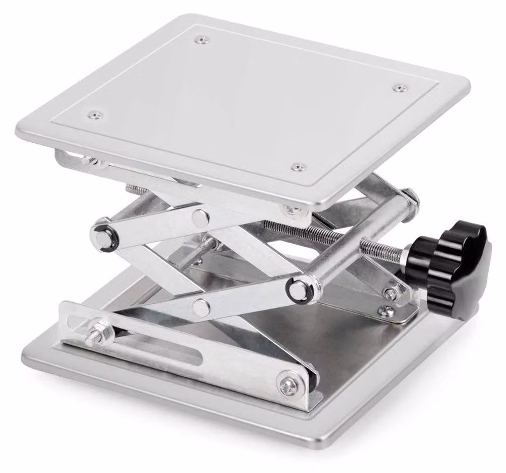 Piattaforma di livellamento, dimensioni 100x100 mm, acciaio inossidabile, altezza regolabile da 45 a 150 mm, capacità di carico 5 kg