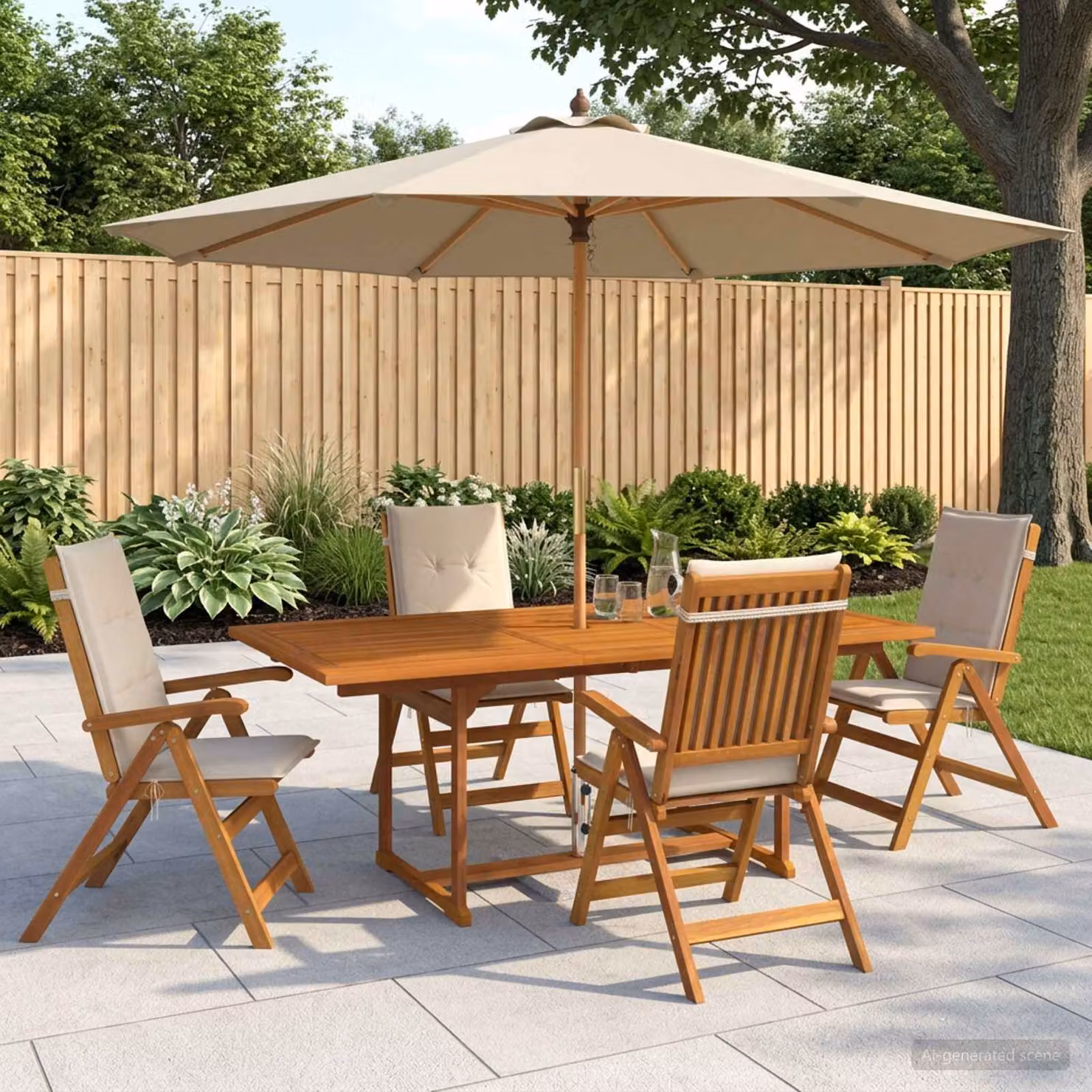 Set da pranzo da giardino vidaXL in legno di acacia naturale composto da 5 pezzi