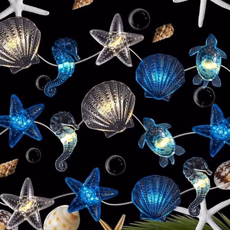 Catena luminosa a tema marino, 2 metri, 20 LED, alimentata a batteria