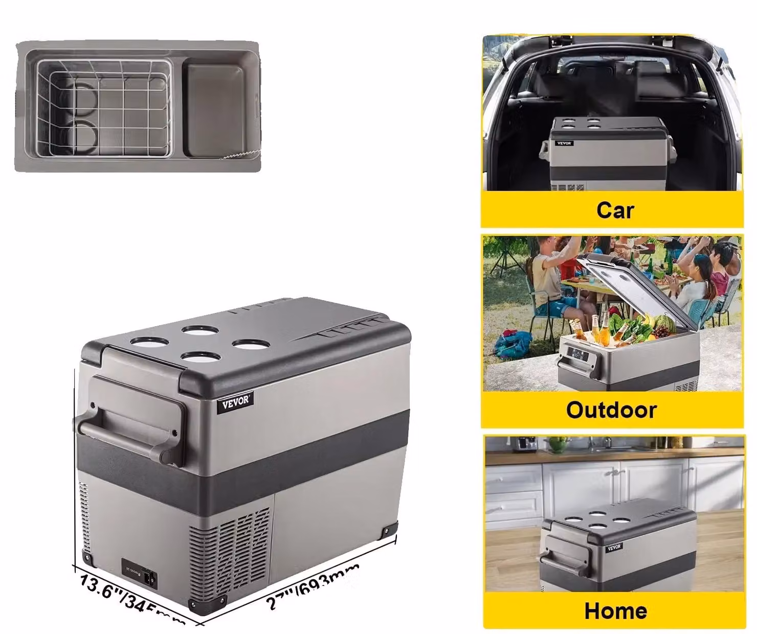 Compressore portatile per raffreddamento, capacità 40 litri, compatibile con 12/24V, dimensioni 45 litri