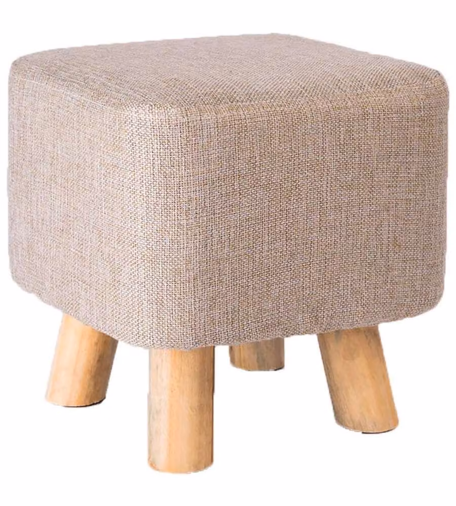 Pouf Sgabello Imbottito Crema - Eleganza e Comfort in Tessuto 30x30x27 cm