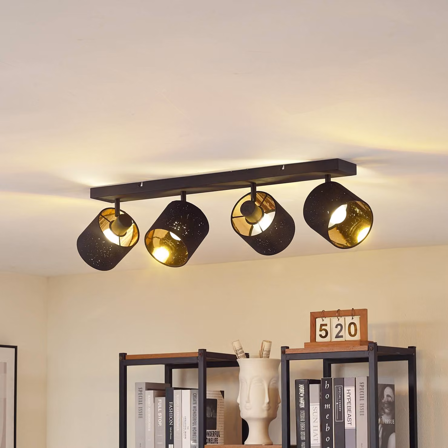 Plafoniera soffitto Vasilia Lindby, dimmerabile, Nero, Soggiorno / Sala da pranzo, Tessuto / Stoffa / Seta, Moderno, Plafoniera
