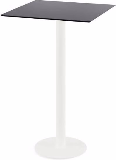 Urban - Tavolo da bar con struttura bianca e piano in HPL nero 70x70 cm 1 pezzo