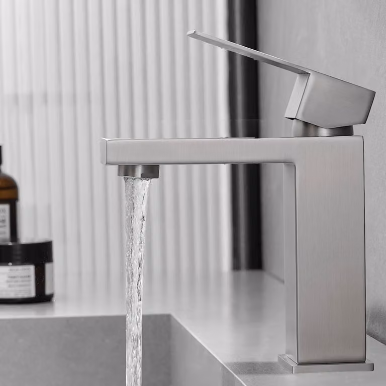 Rubinetto, a due manopole, monoblocco, in acciaio inossidabile, per bagno