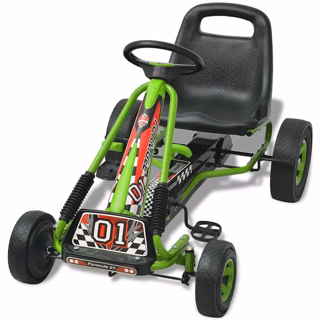 Go Kart a pedali vidaXL con seduta regolabile Verde L/P/H: 96 x 60 x 56 cm – 2