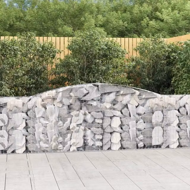 Set di 20 Cesti Gabbioni ad Arco vidaXL in Acciaio Zincato Argento L: 400 cm, P: 30 cm, H: 100-120 cm