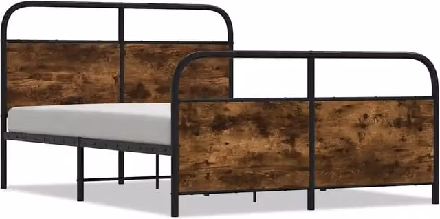 Letto matrimoniale in metallo e MDF color rovere fumo L/P/H: 140 x 190 cm – 1