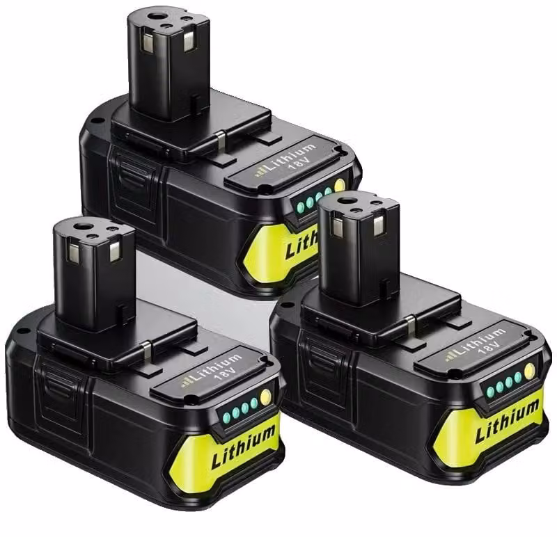 Batteria agli ioni di litio, 18V, capacità 8000mAh, RYOBI 18V 8.0Ah, confezione da 3, modello 18V-d