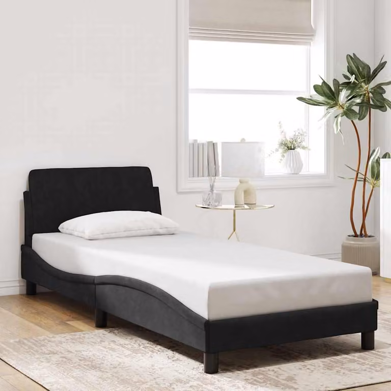 vidaXL Giroletto con Testiera Dover in Velluto Nero L/P/H: 200 x 80 x 85 cm