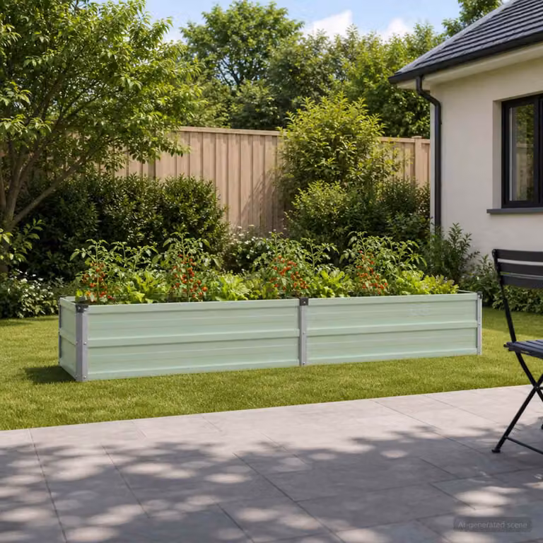 Letto rialzato da giardino vidaXL in metallo Verde, L: 160 cm, P: 40 cm, H: 24 cm