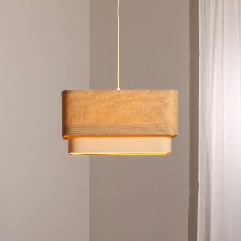 Lampada a sospensione Kwadro Duo Maco Design, dimmerabile, Soggiorno / Sala da pranzo, Tessuto / Stoffa / Seta, Lampada a sospensione