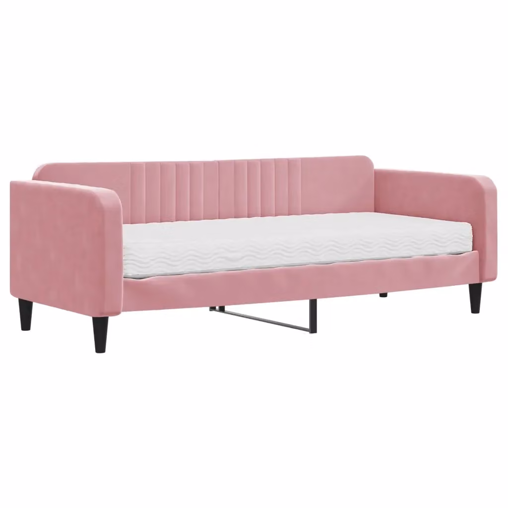 Divano Letto Moderno con Materasso Rosa in Velluto vidaXL – 2